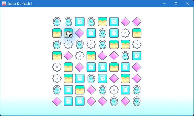 Starter Kit Match-3 gameplay from an earlier Windows pilot build