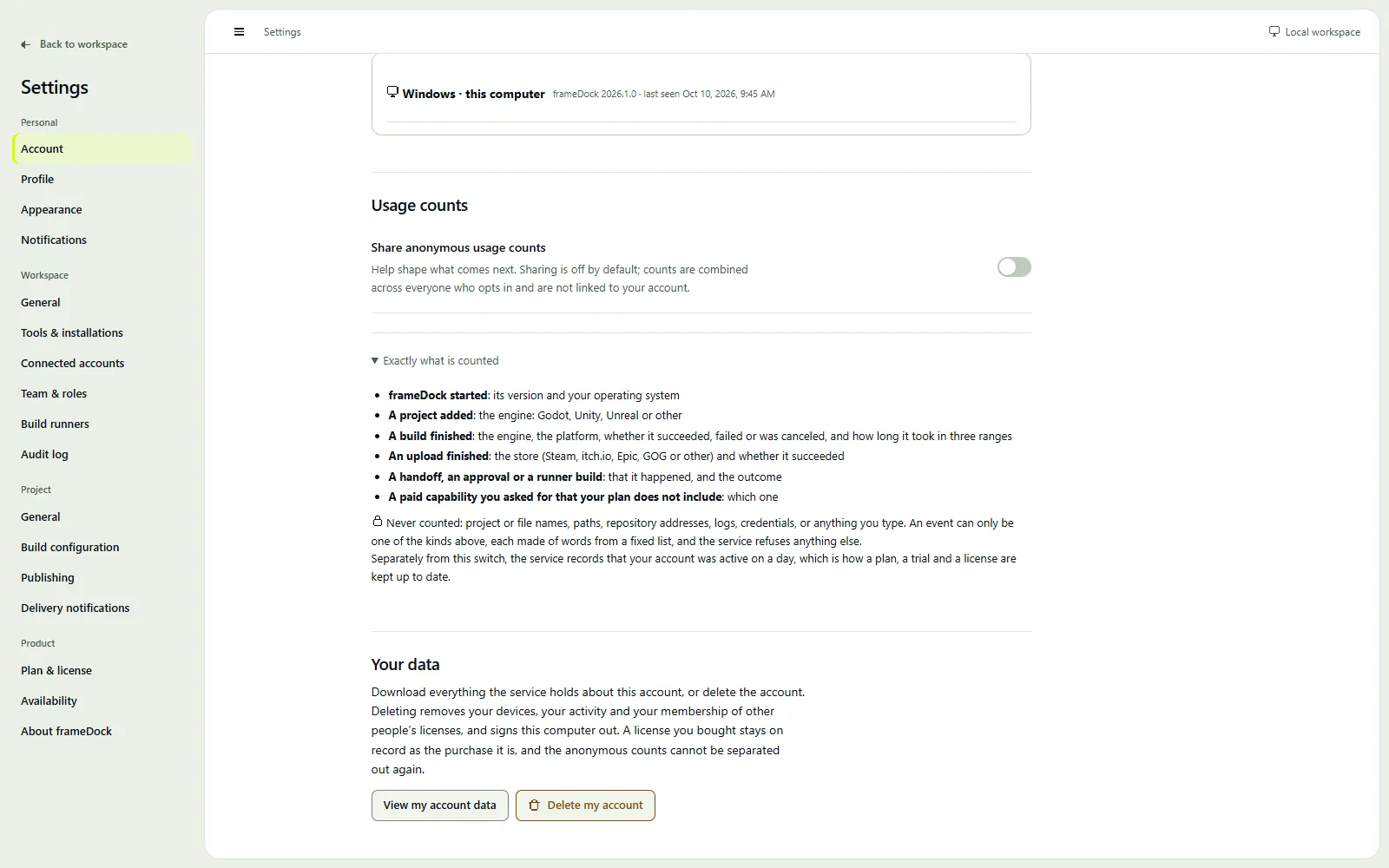 Current application example: privacy controls.