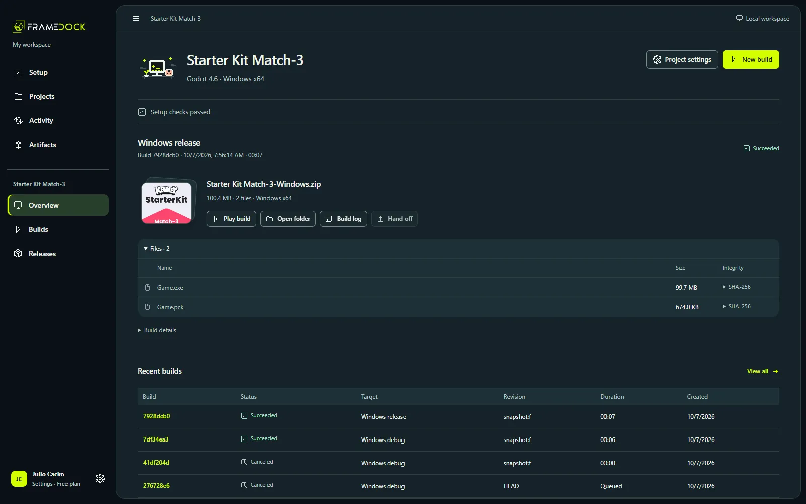 Current Godot example: check the files and play the game. Open the full-size capture to inspect the interface.
