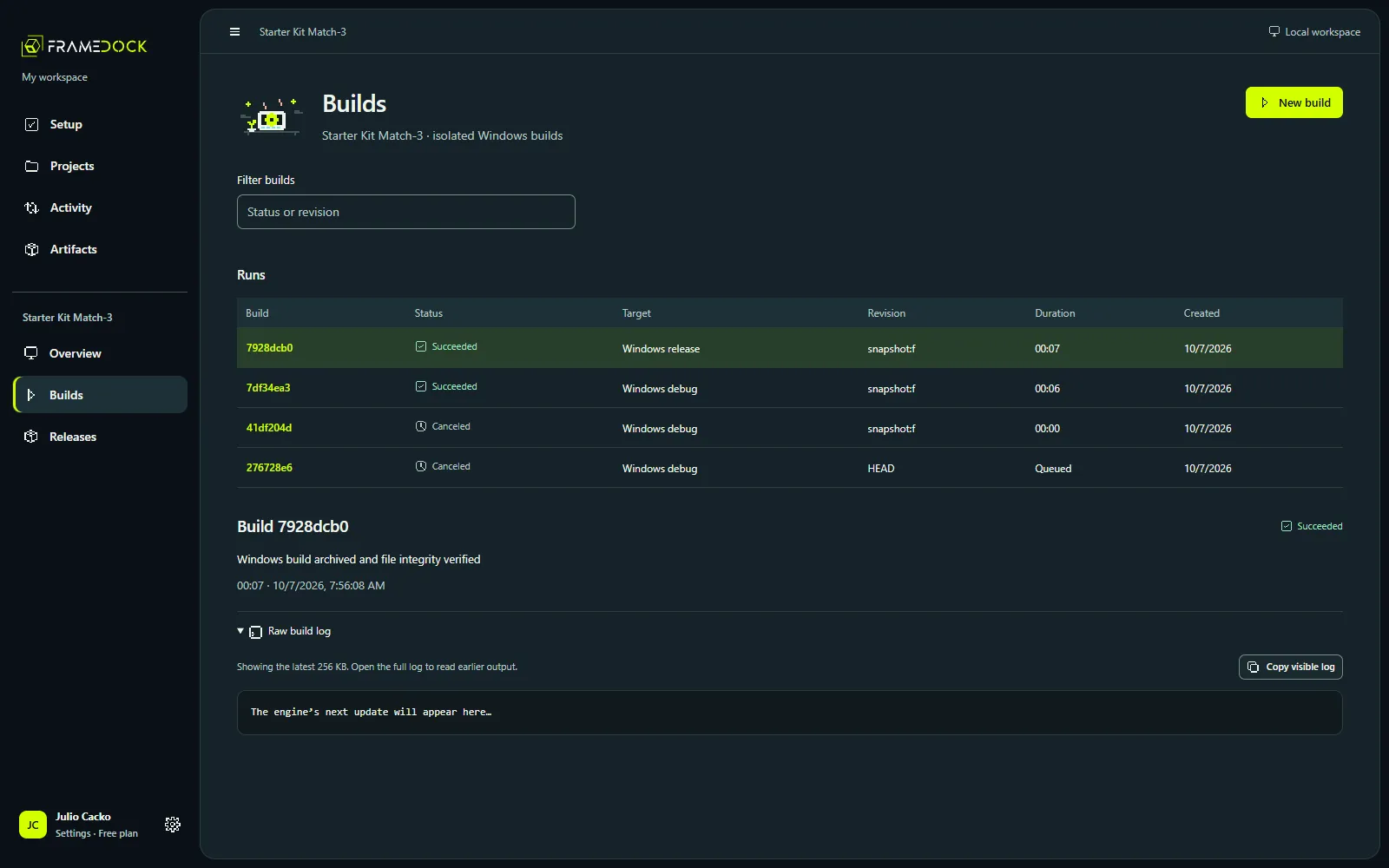 Current application example: keep the raw log.
