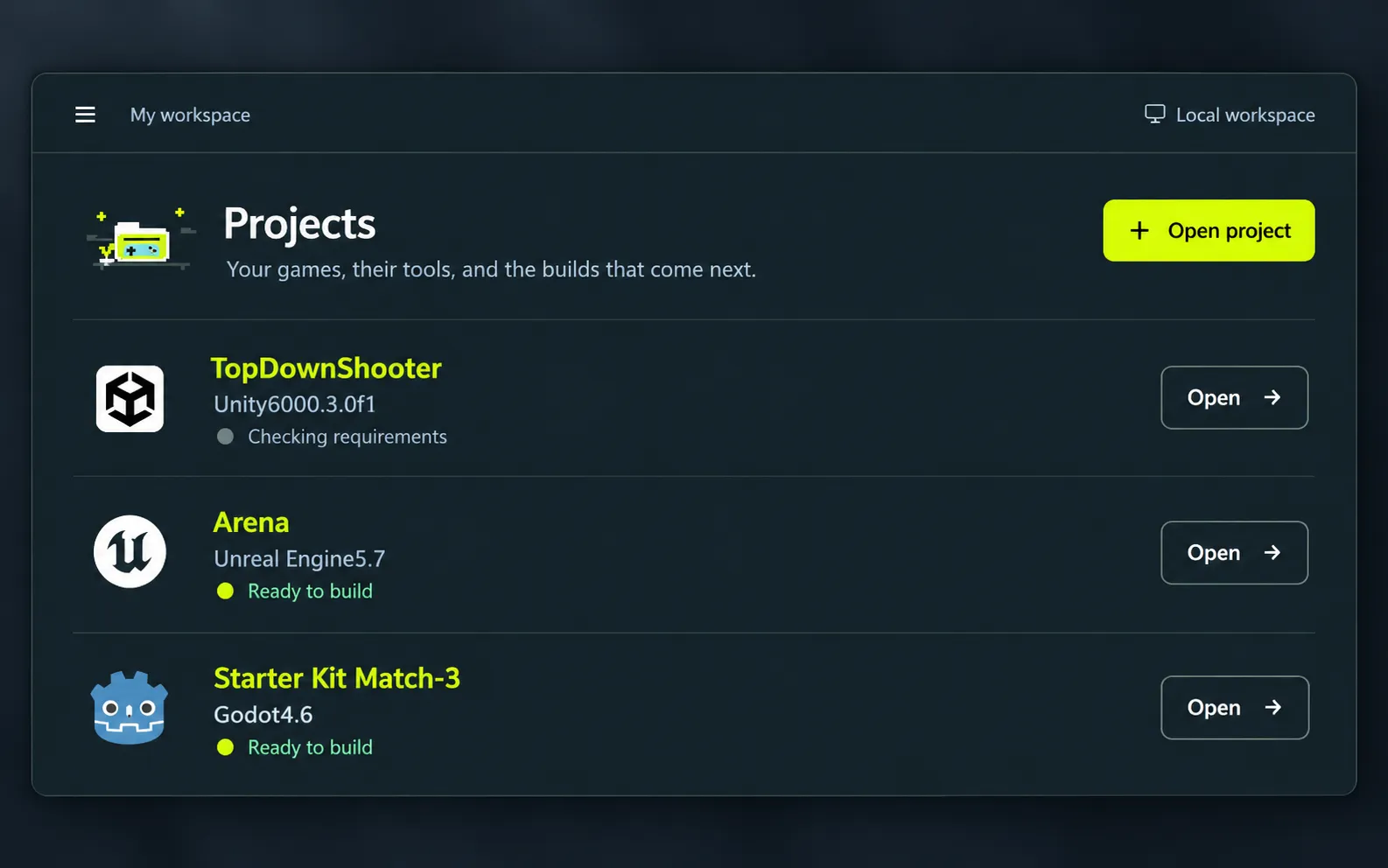AI-refined UI preview of Projects; original capture linked