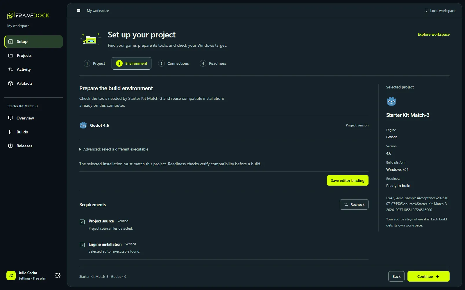 Current application example: godot.