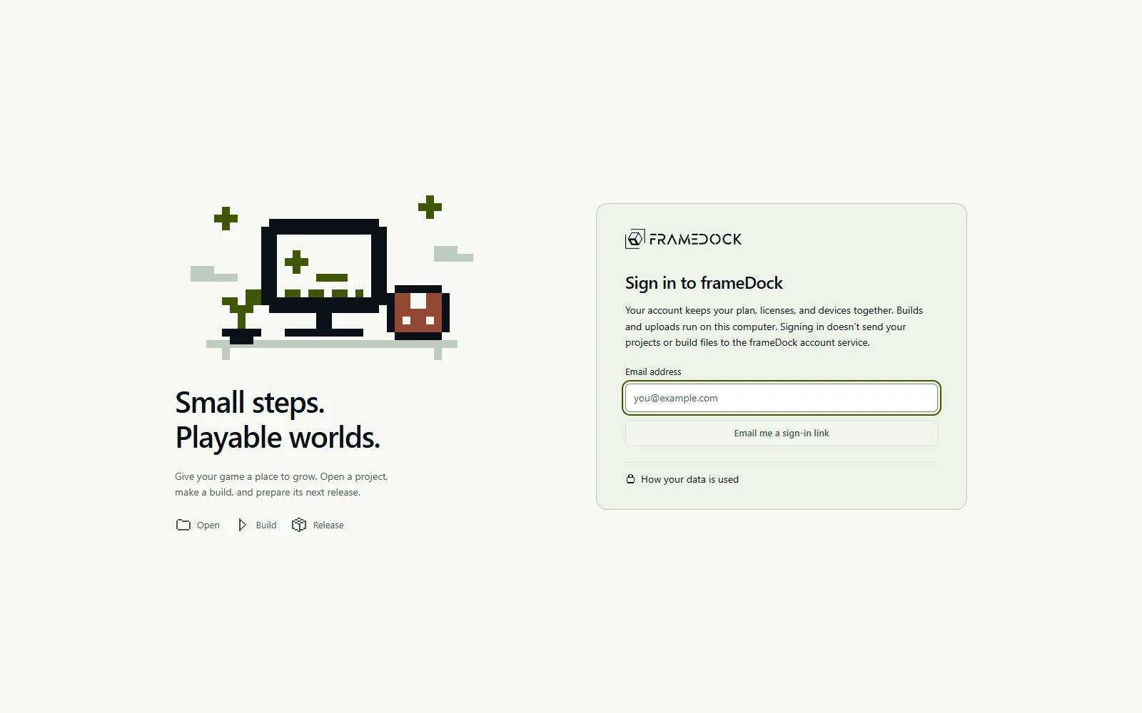 Current application example: email sign-in.